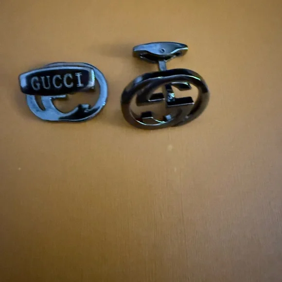 New upcycled Gucci gun metal Black Cufflinks